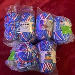 Bernat Blanket Brights Yarn, Red, White, & Bloom